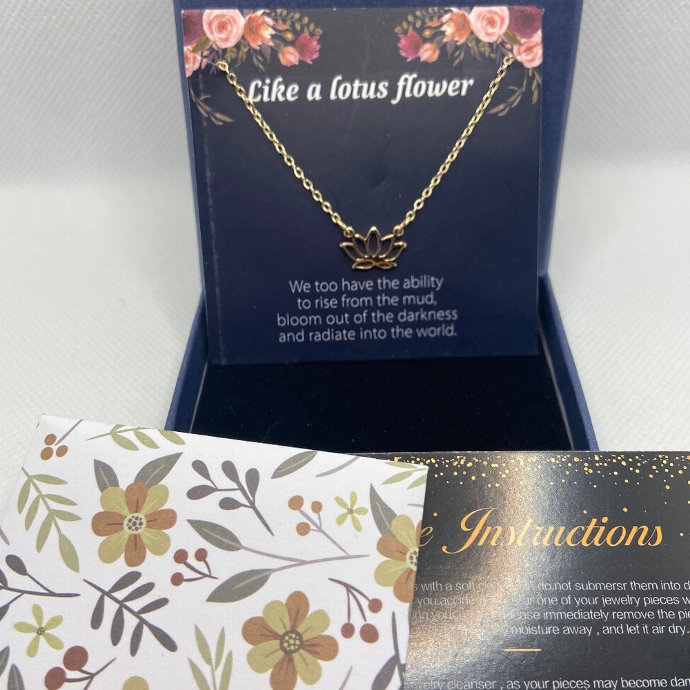 Dainty Lotus Necklace S925 Sterling Gold Pendant Necklace